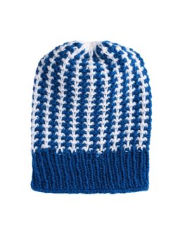 Magic Needles - Blue White Self Design Beanie