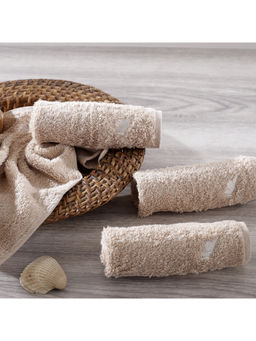 Maspar - Colorart 550GSM Embedded Stripe Solid Linen Face Towels (Set of 4)