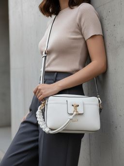 Inc.5 - Womens White Sling Bag with Detachable Strap