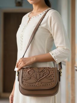 Inc.5 - Womens Brown Sling Bag with Detachable Strap