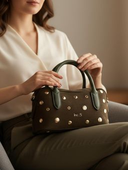 Inc.5 - Womens Green Handbag with Detachable Strap