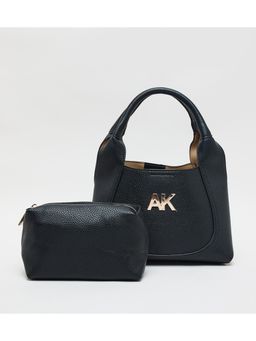 Anne Klein - Black Women Handbag with Detachable Strap & Pouch