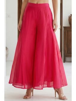 Elleven - Pink Solid/Plain Flared Palazzo