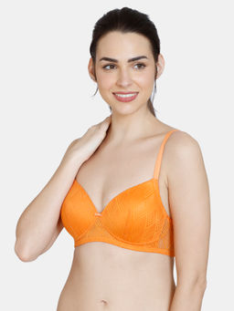 Zivame - Rosaline Everyday Padded Non Wired 3/4th Coverage T-Shirt Bra - Orange Ochre
