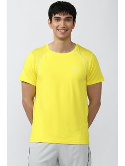 Peter England - Men Yellow Solid Round Neck T-Shirt