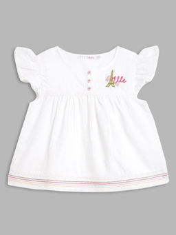 Elle Kids - Girls Off White Solid Top