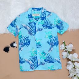 The Lion and the Fish - Tropical Printed Shirt Sky Blue
