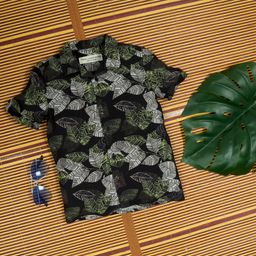 The Lion and the Fish - Leaf Printed Shirt Black