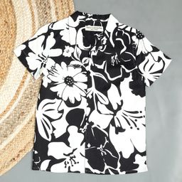 The Lion and the Fish - Flower Print Shirt Black