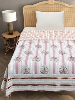 House of Gulab - Ethnic Printed Reversible Single Bed Cotton Ac Blanket