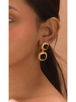 TIZORA - Yellow Blue Diamond Cocktail Earrings
