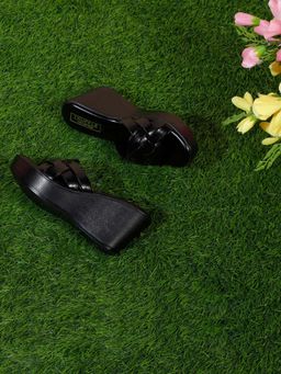 Truffle Collection - Black Braided Heels