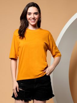 BRINNS - Mustard Women Drop Shoulder T-Shirt