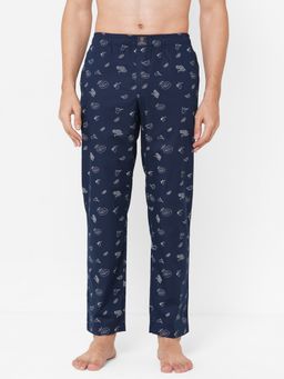 Urban Scottish - Mens Navy Blue Pure Cotton Printed Lounge Pants