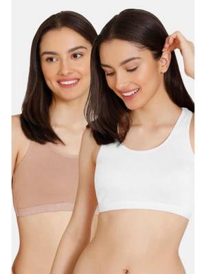 Buy Zivame Beige and White Non Wired Full Coverage Sports Bra (Pack