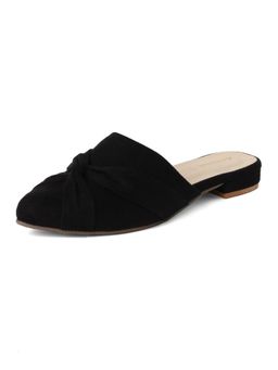 KNEETOES - Women Staple Twist Black Block Mules Heels