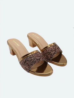 KNEETOES - Women Shine Pop Bronze Beaded Block Heels