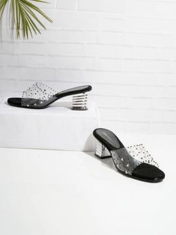 KNEETOES - Women Sparkly Transparent Party Sandal Heels