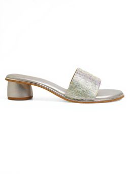 KNEETOES - Women Prismatic Shine Silver Party Heels