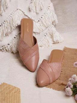 KNEETOES - Women Mauve Solid Block Mules Heels