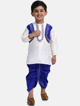 BownBee - Attached Jacket Dhoti Kurta for Boys- Blue (Set of 2)