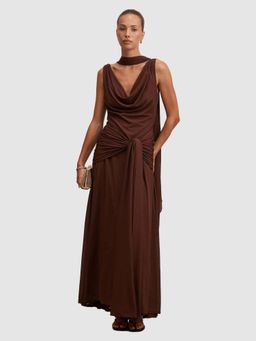 Forever New - Brown Vivianne Maxi Dress with Scarf Tie