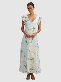 Forever New - Blue Brenda Petite Flutter Sleeve Maxi Dress
