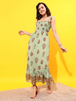 STREET 9 - Green Printed Maxi Dress
