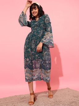 STREET 9 - Teal Printed Midi Dress