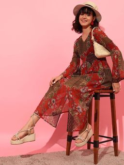STREET 9 - Red Printed Maxi Dress