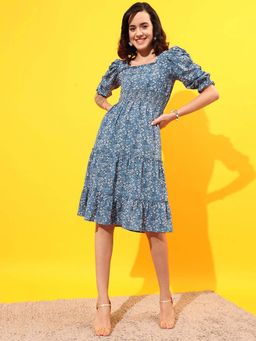 STREET 9 - Blue Printed Midi Dress
