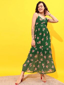STREET 9 - Green Printed Maxi Dress
