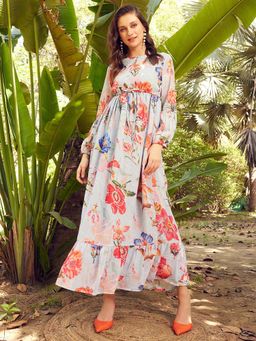 STREET 9 - Blue Printed Maxi Dress