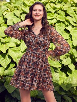 STREET 9 - Brown Ruffle Dress