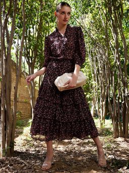 STREET 9 - Brown Ruffle Dress