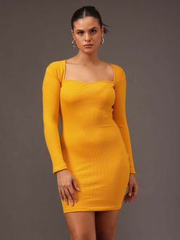 STREET 9 - Yellow Sweetheart Neck Dress
