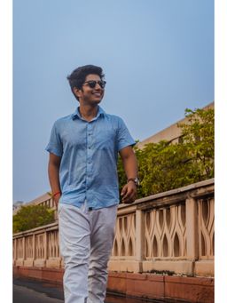 JAVINISHKA - Blue Pure Khadi Men Regular Fit Shirt