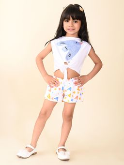 Lilpicks - Knotted Sleeveless Top with Printed Shorts (Set of 2)