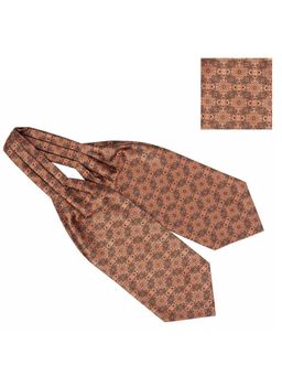 The Tie Hub - Flower Network Bronze Floral Cravat and Pocket Square Combo For Men