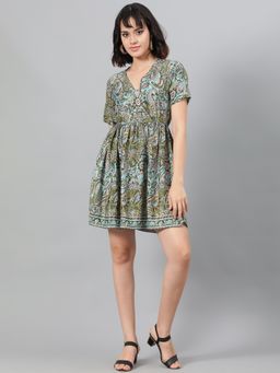 KOTTY - Women Fit & Flared Printed Multi-Color Mini Dress