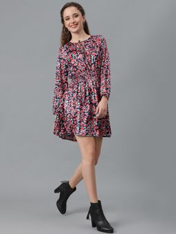 KOTTY - Women Fit & Flared Floral Print Multi-Color Mini Dress
