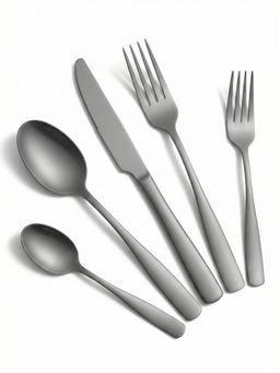 YELONA - Dining Table Cutlery Set Durable Stainless Steel Charcoal Black (Pack of 5)
