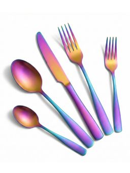 YELONA - Dining Table Cutlery Set Durable Stainless Steel Rainbow Multi-Colour (Pack of 5)