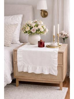 THROW PILLOW - White Frill Table Runner For Table Decor For 1.5 Feet Long Table