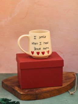 WEAVING HOMES - I Smile When I heart your name mug in a Gift Box (250ml)