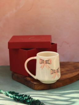 WEAVING HOMES - Bow mug - pink in a Gift Box (250ml)