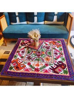 TheYUGO - Kutch Embroidered Square Table Top/Wall hanging - Gaj Utsav (4 Seater)