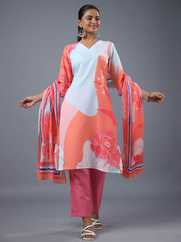 Amchoor - Assorted Shade with Abstract Print Kurta Pant & Dupatta (Set of 3)