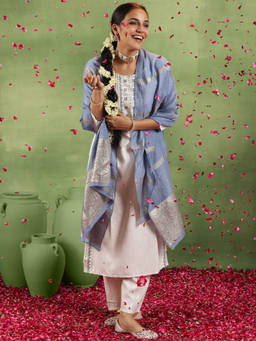 Libas - Off White Cotton Blend Yoke Design Kurta Sets for Women