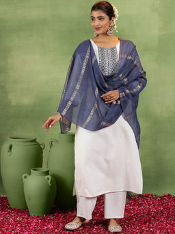 Libas - Off White Cotton Blend Yoke Design Kurta Sets for Women